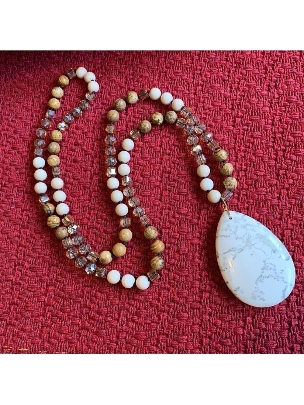 Amazonite Beads Mojave Desert Stone Pendant Necklace Neutral Minimalist